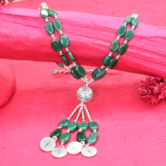 296 Ct Certified  Natural Green Onyx Gemstone Handmade 925 Sterling Silver Necklace 925 Stamped Gemstone Natural Green Onyx Silver Necklace Gift For Love
