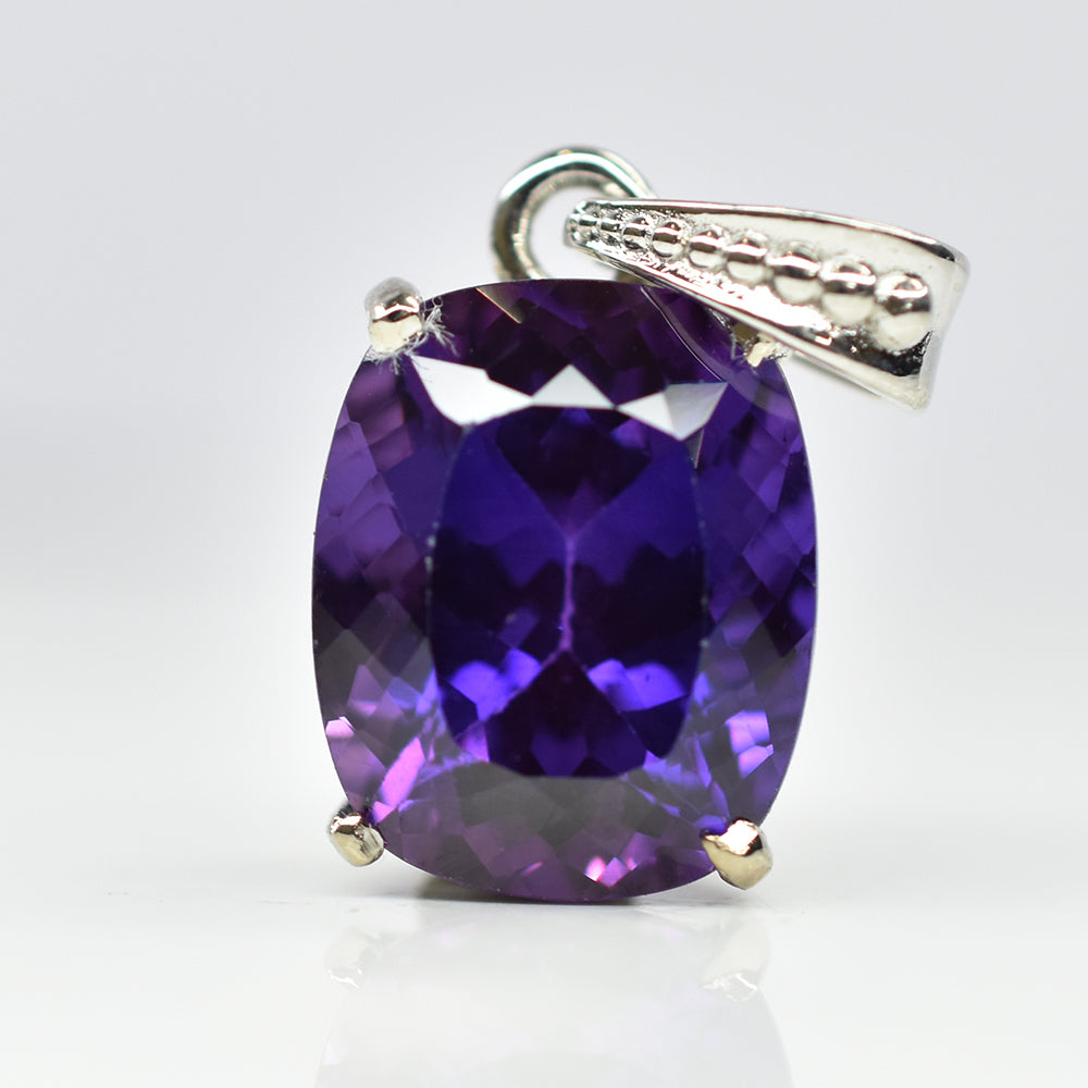 24 Ct Natural Cushion 925 Sterling Silver Pendant Purple Tanzanite CERTIFIED