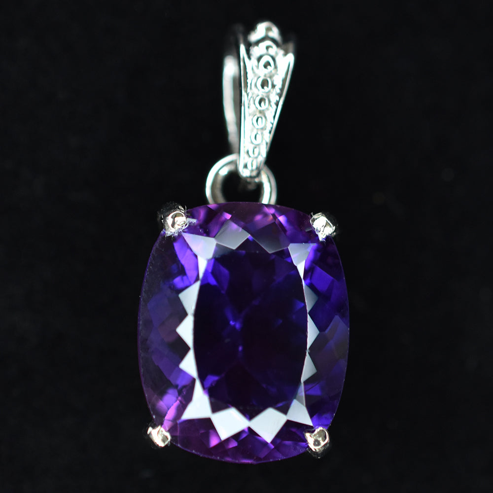 24 Ct Natural Cushion 925 Sterling Silver Pendant Purple Tanzanite CERTIFIED