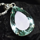 112.15 Ct CERTIFIED Sapphire 925 Sterling Silver Bluish Green Pear Cut Pendant