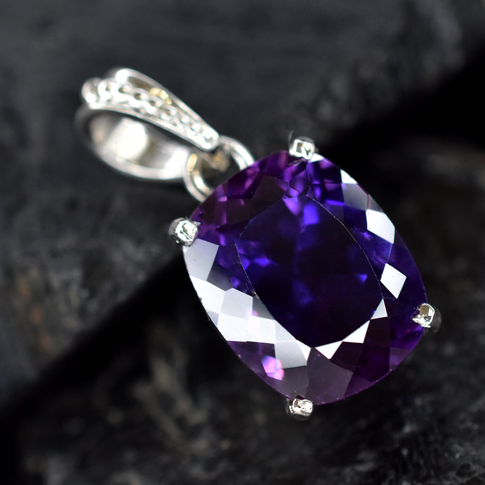 24 Ct Natural Cushion 925 Sterling Silver Pendant Purple Tanzanite CERTIFIED