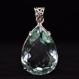 112.15 Ct CERTIFIED Sapphire 925 Sterling Silver Bluish Green Pear Cut Pendant