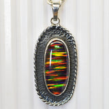 CERTIFIED Natural Fire Opal 43 Ct Multicolor 925 Sterling Silver Gems Pendant