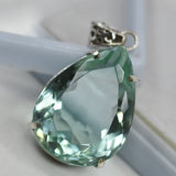112.15 Ct CERTIFIED Sapphire 925 Sterling Silver Bluish Green Pear Cut Pendant