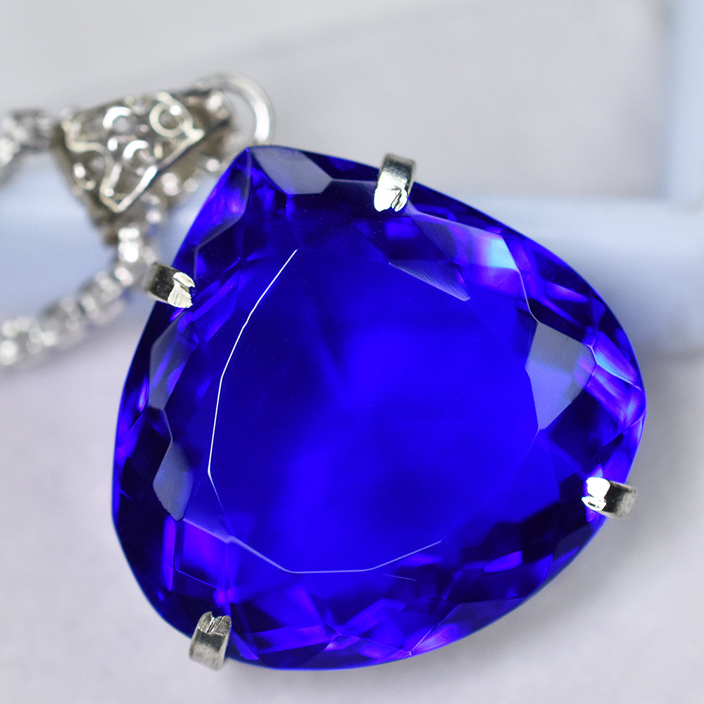 CERTIFIED 113.3 Ct Blue Tanzanite 925 Sterling Silver Gems Pendant Free Delivery