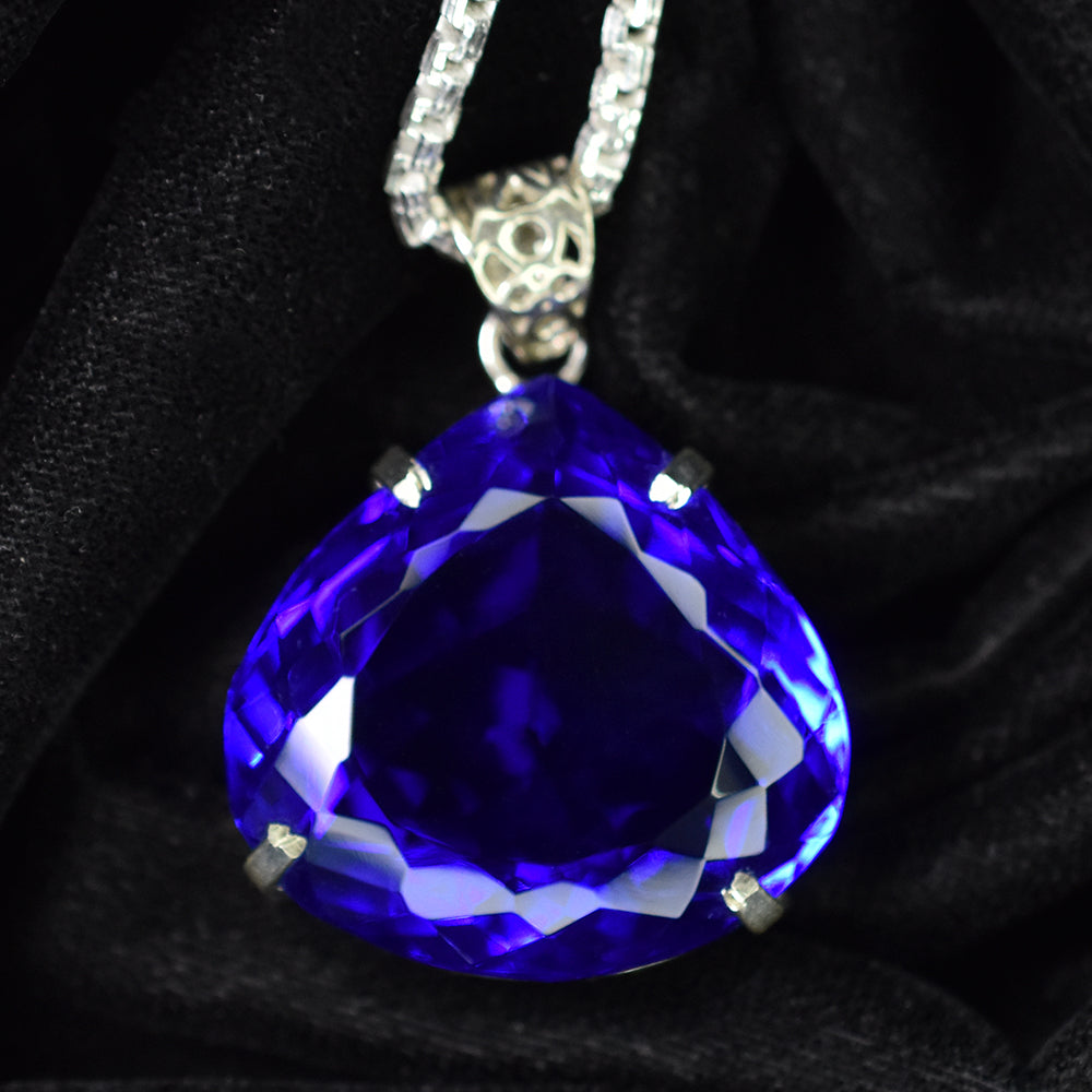 CERTIFIED 113.3 Ct Blue Tanzanite 925 Sterling Silver Gems Pendant Free Delivery