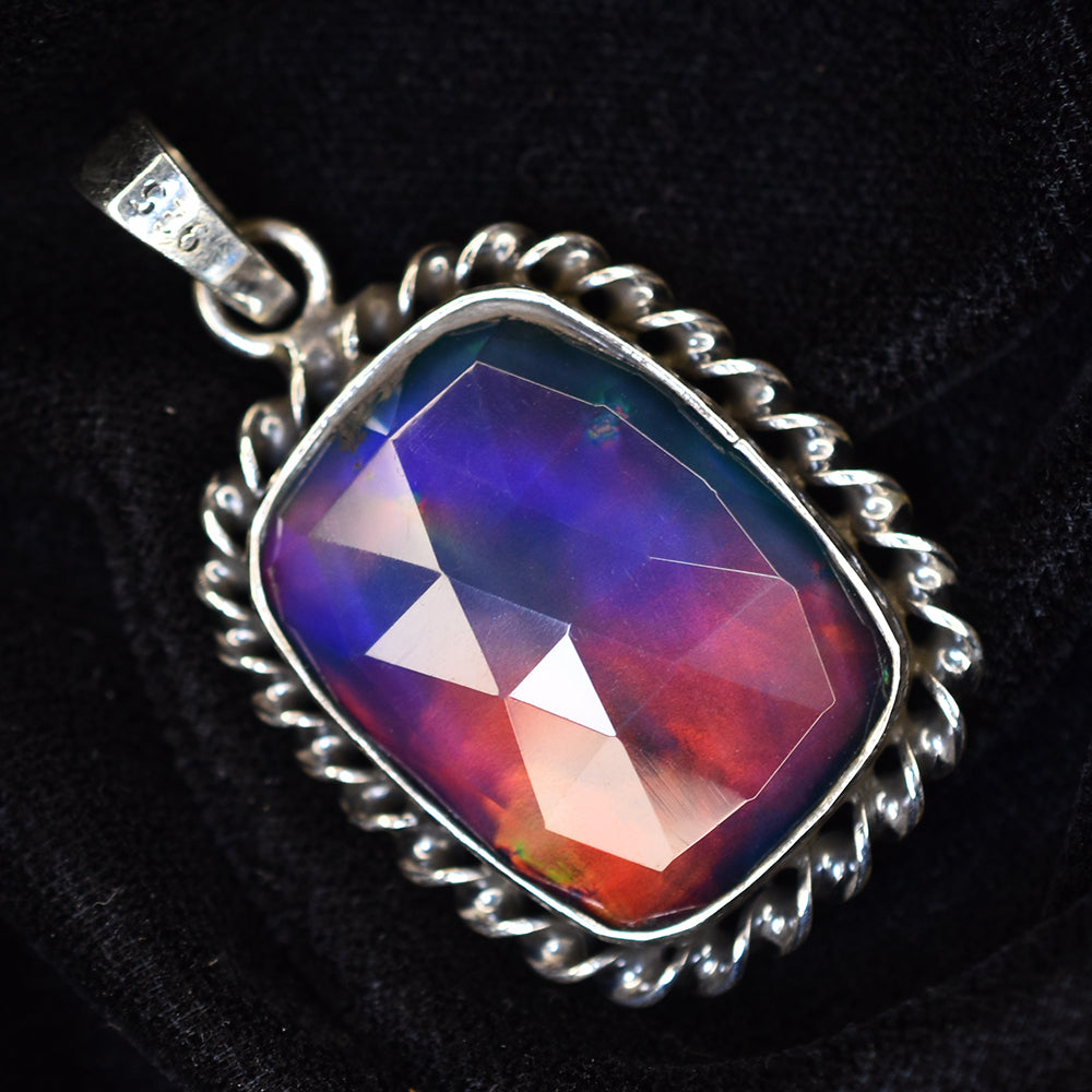 CERTIFIED Natural Opal Cushion Cut 35.65 Ct Certified Sterling Silver Pendant