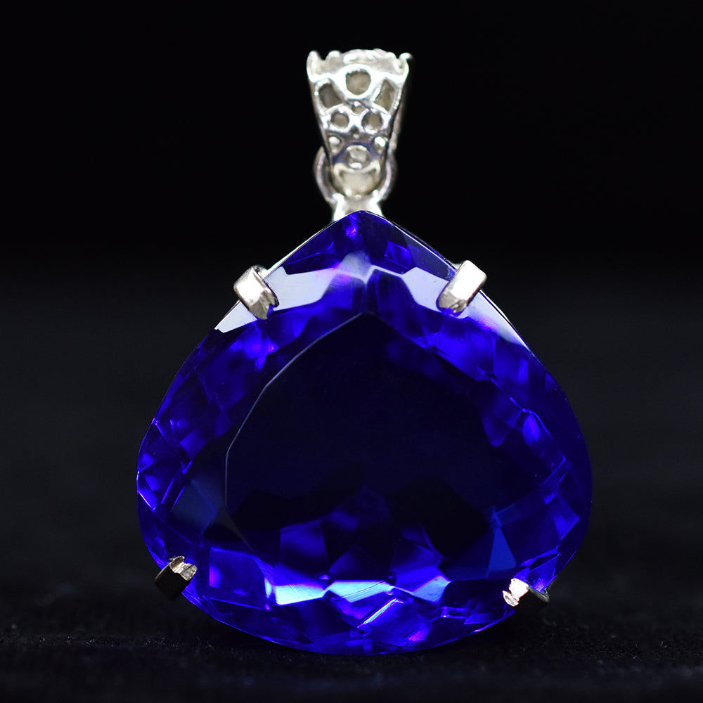 CERTIFIED 113.3 Ct Blue Tanzanite 925 Sterling Silver Gems Pendant Free Delivery