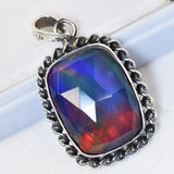 CERTIFIED Natural Opal Cushion Cut 35.65 Ct Certified Sterling Silver Pendant