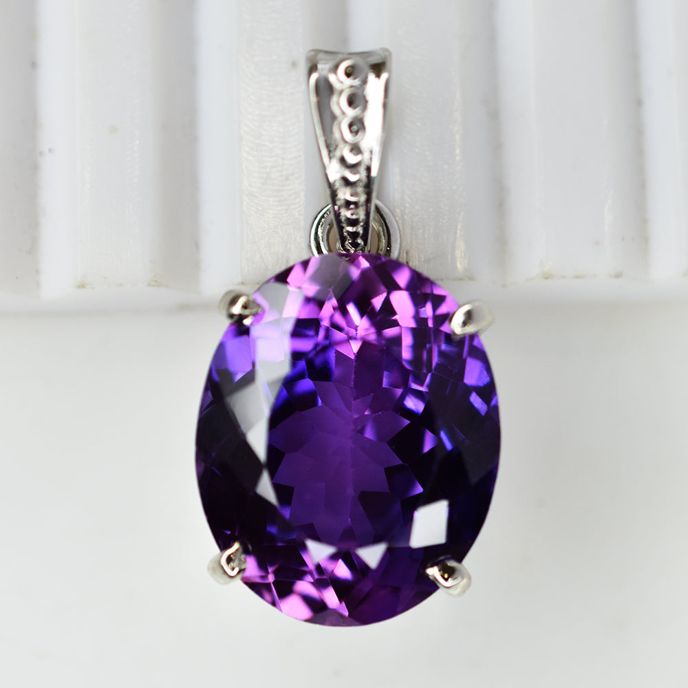 27.5 Ct Purple Tanzanite 925 Sterling Silver Natural Pendant Gemstone CERTIFIED
