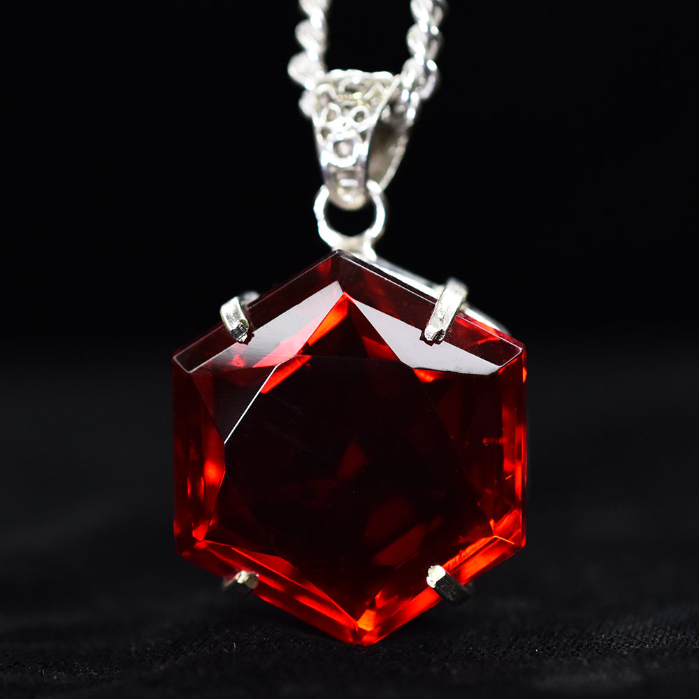 Lab Created 104.3 Ct CERTIFIED Ruby Pendant 925 Sterling Silver Fancy Gemstone
