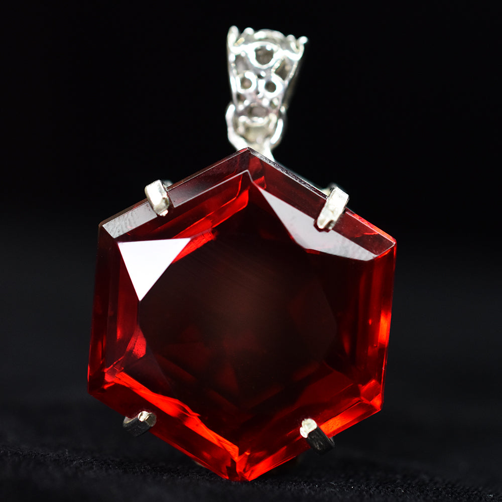 Lab Created 104.3 Ct CERTIFIED Ruby Pendant 925 Sterling Silver Fancy Gemstone