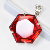 Lab Created 104.3 Ct CERTIFIED Ruby Pendant 925 Sterling Silver Fancy Gemstone