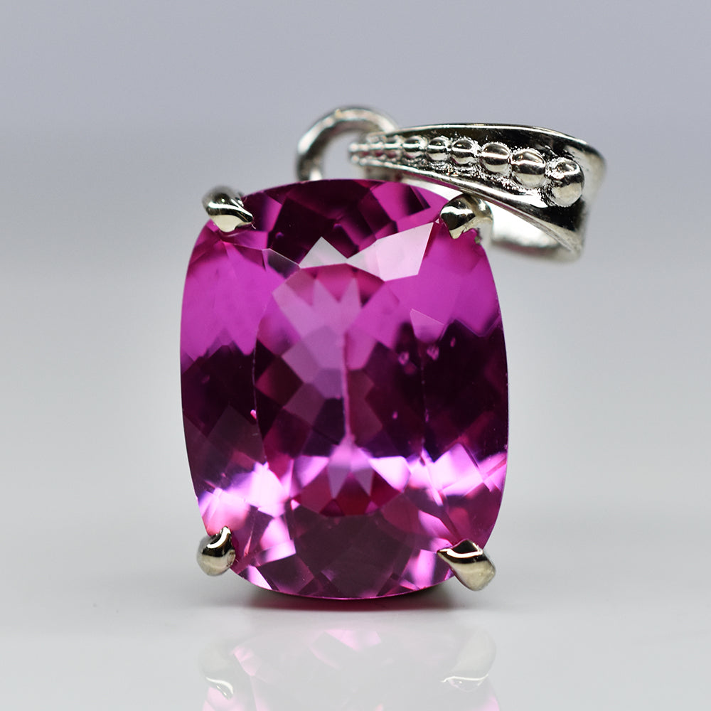 925 Sterling Silver Natural Pink Tourmaline Pendant 22 Ct CERTIFIED For Gift Her