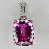 925 Sterling Silver Natural Pink Tourmaline Pendant 22 Ct CERTIFIED For Gift Her