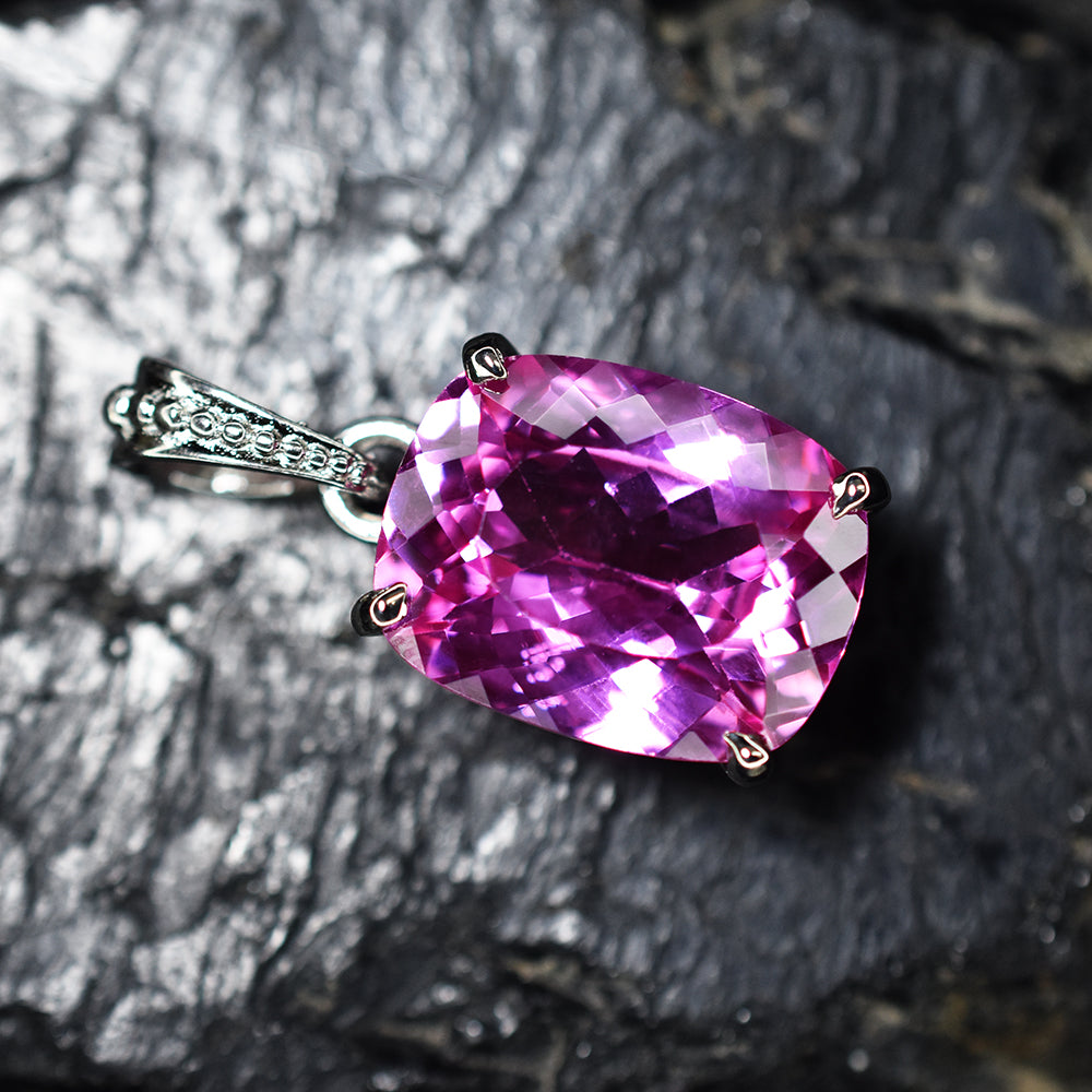 925 Sterling Silver Natural Pink Tourmaline Pendant 22 Ct CERTIFIED For Gift Her