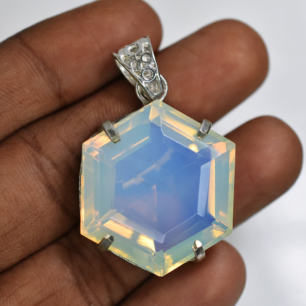 Multicolor 79.7 Ct CERTIFIED Opal Fancy 925 Sterling Silver Pendant Gift For Him