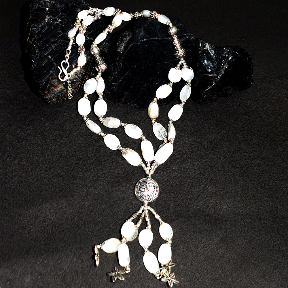41 Gems Genuine 925 Sterling Silver Natural Moonstone Necklace 284 Ct Lab-Tested