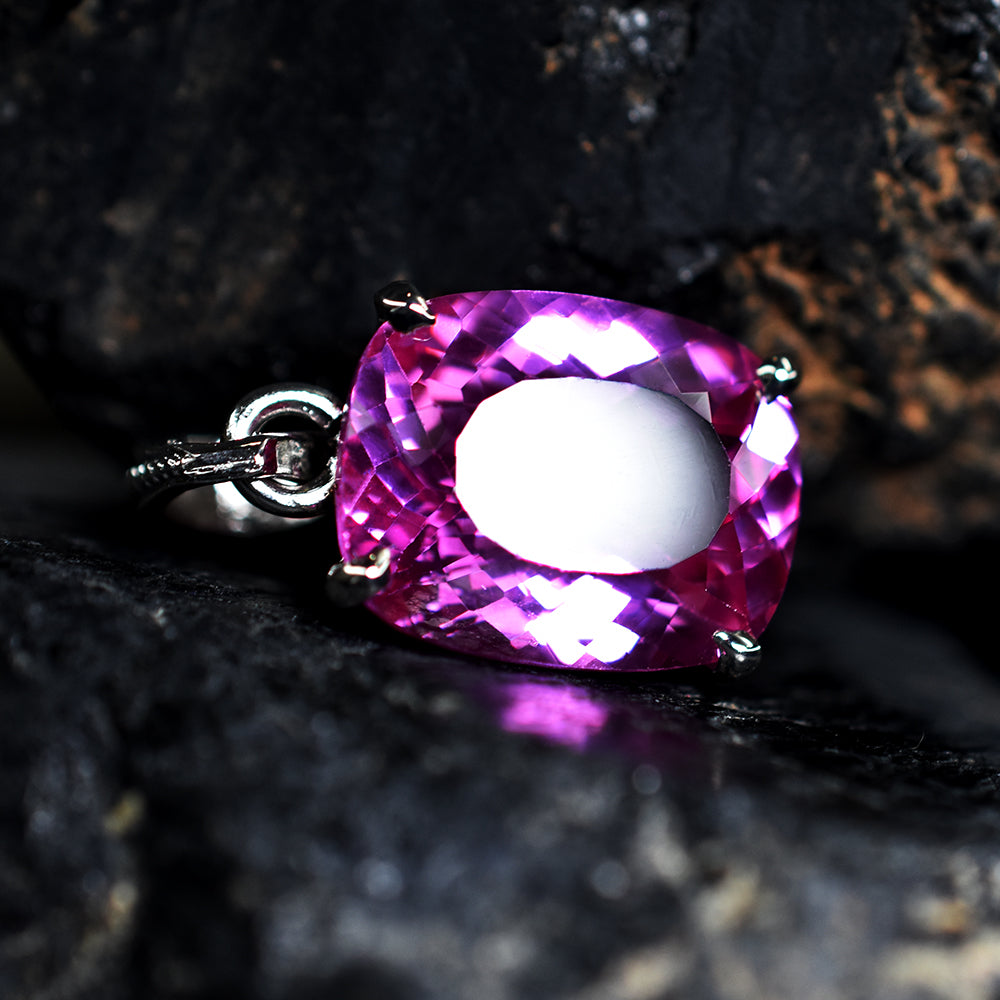 925 Sterling Silver Natural Pink Tourmaline Pendant 22 Ct CERTIFIED For Gift Her