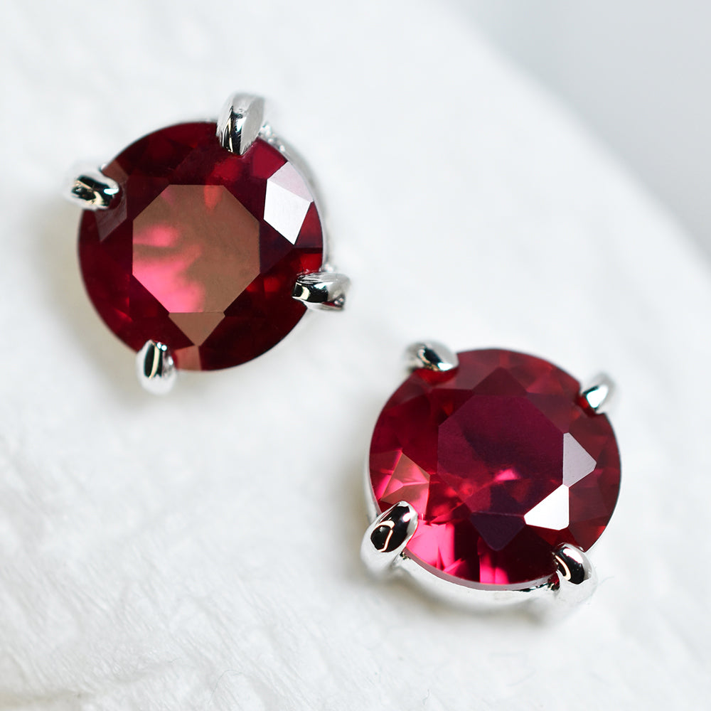 Natural Mozambique Red Ruby 16.10 Ct CERTIFIED Round Cut Earring Pair Free Gift