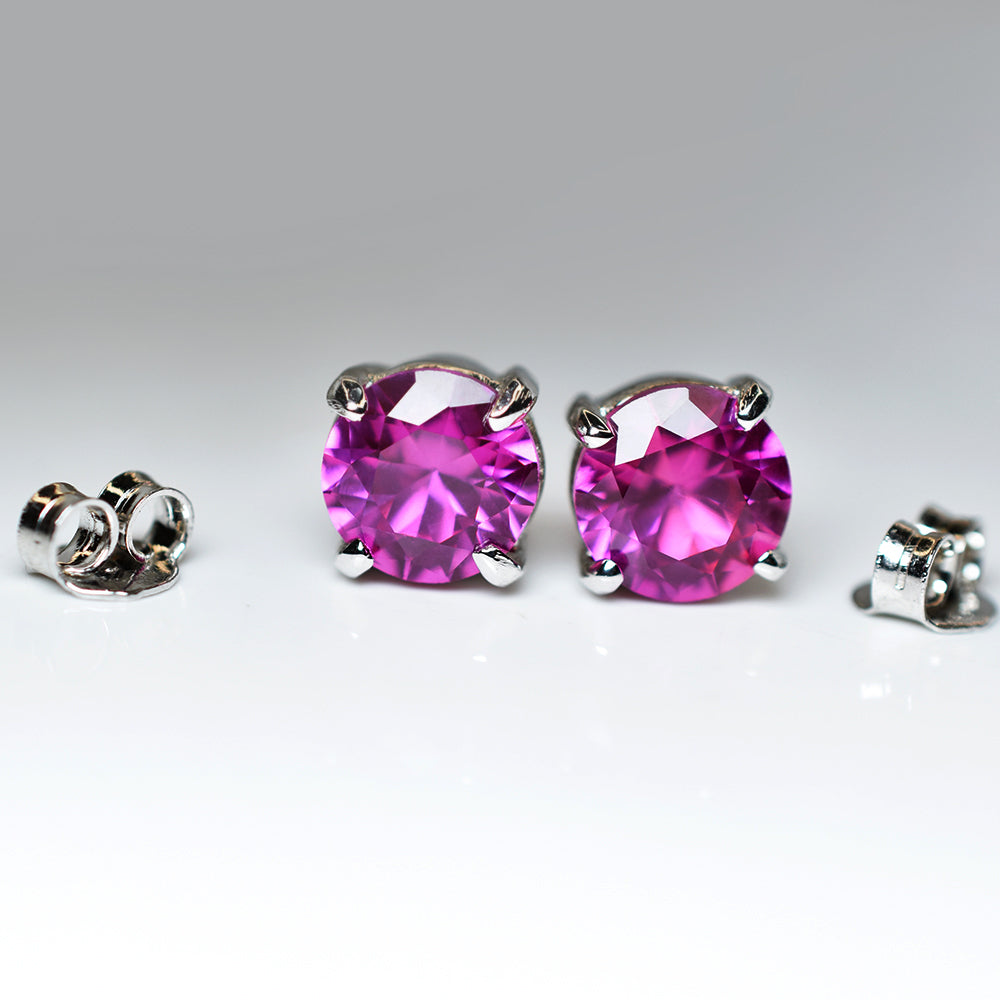 A+ CERTIFIED Burmese Natural Pink Round Ruby 16.60 Ct Earring Pair Free Delivery