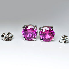 A+ CERTIFIED Burmese Natural Pink Round Ruby 16.60 Ct Earring Pair Free Delivery