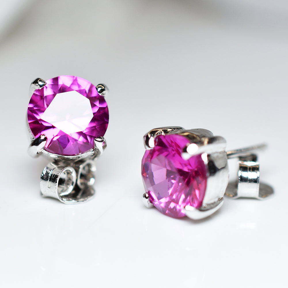 A+ CERTIFIED Burmese Natural Pink Round Ruby 16.60 Ct Earring Pair Free Delivery
