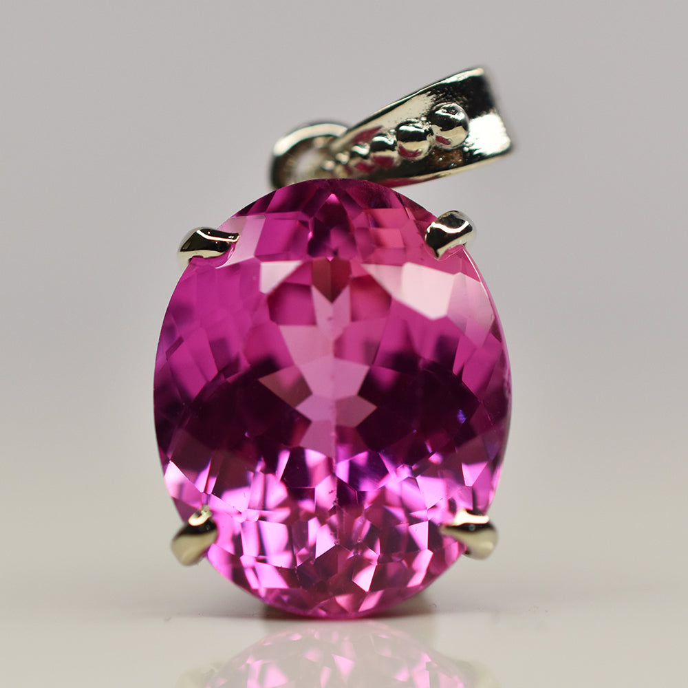 26.95 Ct Pink Tourmaline 925 Sterling Silver Natural Pendant CERTIFIED Gemstone