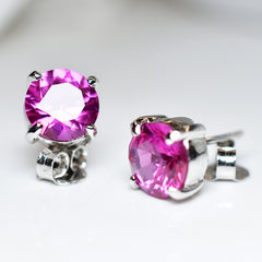 A+ CERTIFIED Burmese Natural Pink Round Ruby 16.60 Ct Earring Pair Free Delivery