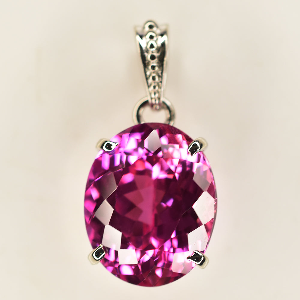 26.95 Ct Pink Tourmaline 925 Sterling Silver Natural Pendant CERTIFIED Gemstone