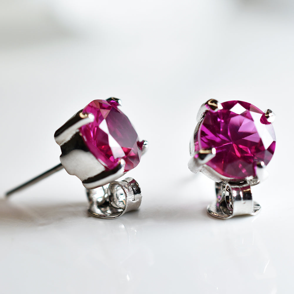 A+ CERTIFIED Burmese Natural Pink Round Ruby 16.60 Ct Earring Pair Free Delivery