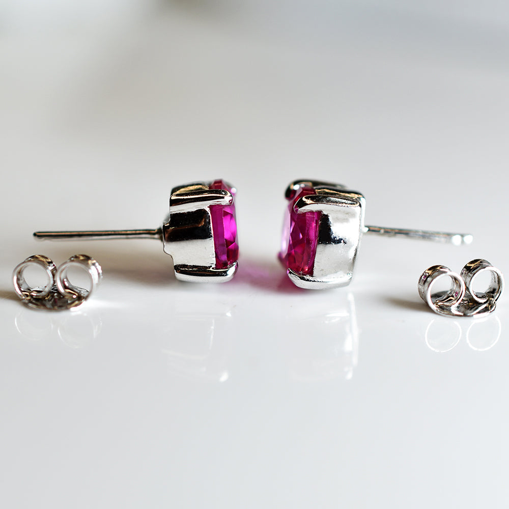A+ CERTIFIED Burmese Natural Pink Round Ruby 16.60 Ct Earring Pair Free Delivery