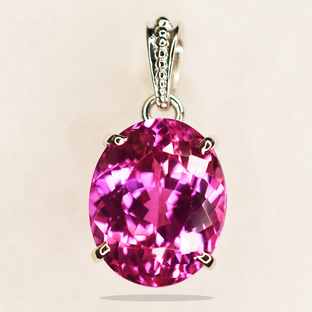 26.95 Ct Pink Tourmaline 925 Sterling Silver Natural Pendant CERTIFIED Gemstone