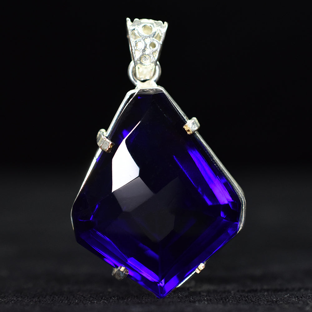 A+ Quality 87.5 Ct CERTIFIED Tanzanite 925 Sterling Silver Blue Fancy Pendant