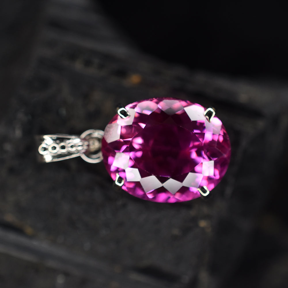 26.95 Ct Pink Tourmaline 925 Sterling Silver Natural Pendant CERTIFIED Gemstone