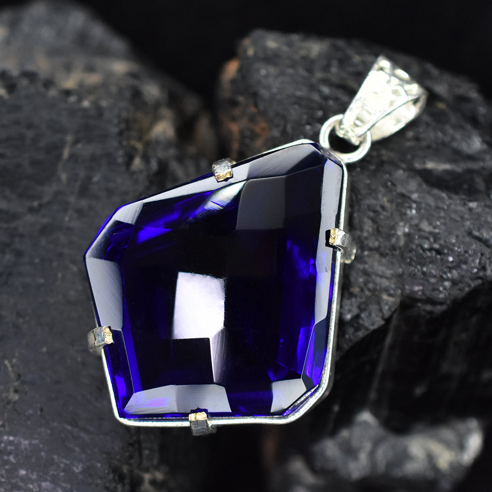 A+ Quality 87.5 Ct CERTIFIED Tanzanite 925 Sterling Silver Blue Fancy Pendant