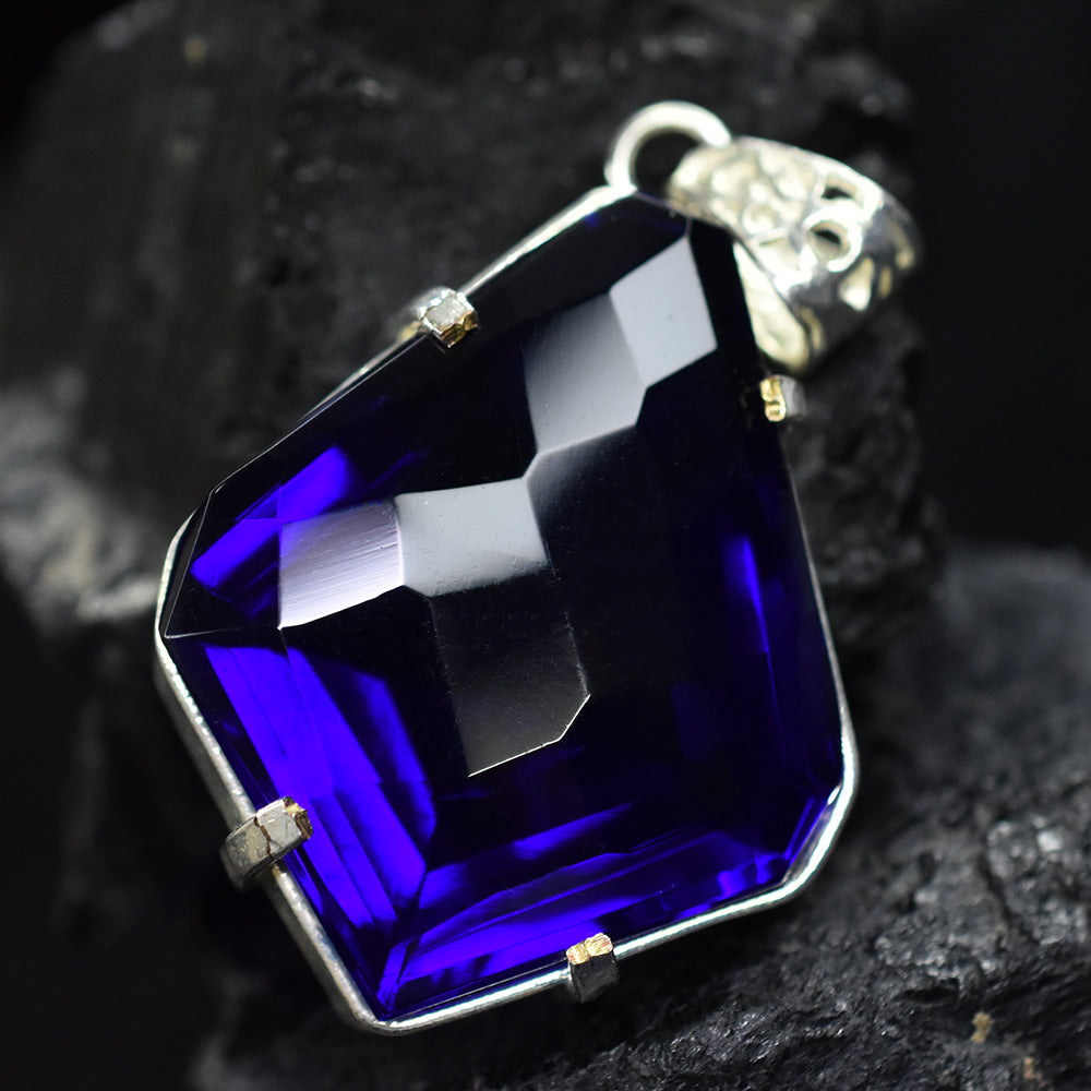 A+ Quality 87.5 Ct CERTIFIED Tanzanite 925 Sterling Silver Blue Fancy Pendant