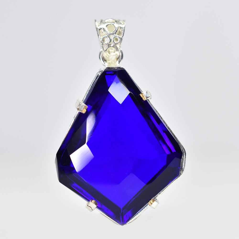 A+ Quality 87.5 Ct CERTIFIED Tanzanite 925 Sterling Silver Blue Fancy Pendant