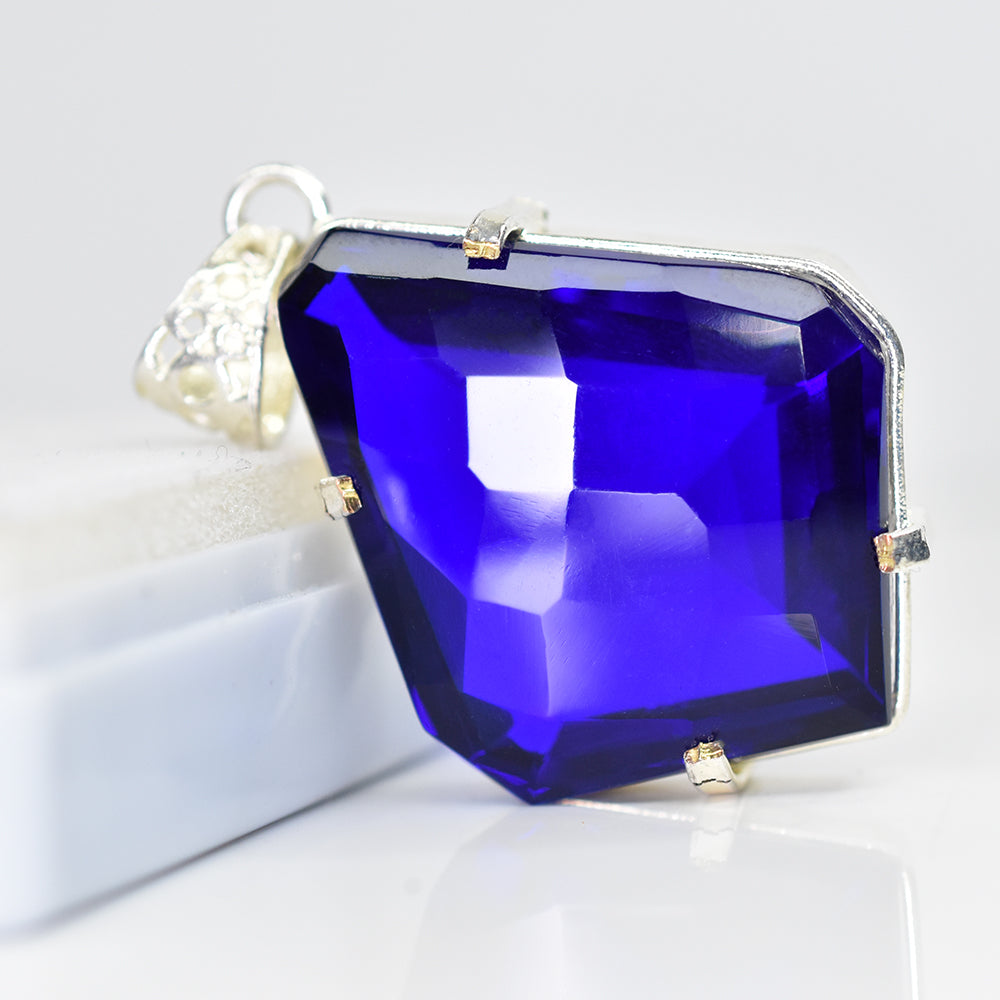 A+ Quality 87.5 Ct CERTIFIED Tanzanite 925 Sterling Silver Blue Fancy Pendant
