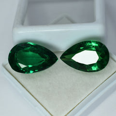 20.67 Ct Natural CERTIFIED Garnet Tsavorite Green Pear Cut Loose Gemstone Pair