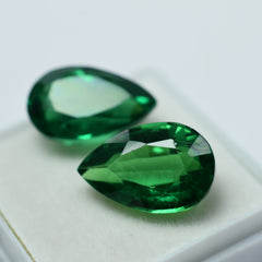 20.67 Ct Natural CERTIFIED Garnet Tsavorite Green Pear Cut Loose Gemstone Pair