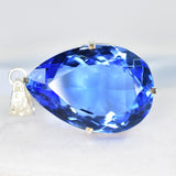 Blue Sapphire 104.95 Ct CERTIFIED Pear 925 Sterling Silver Gemstone Pendant
