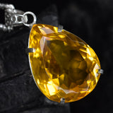 100.2 Ct Orange Topaz CERTIFIED 925 Sterling Silver Pear Cut Pendant Free Gift