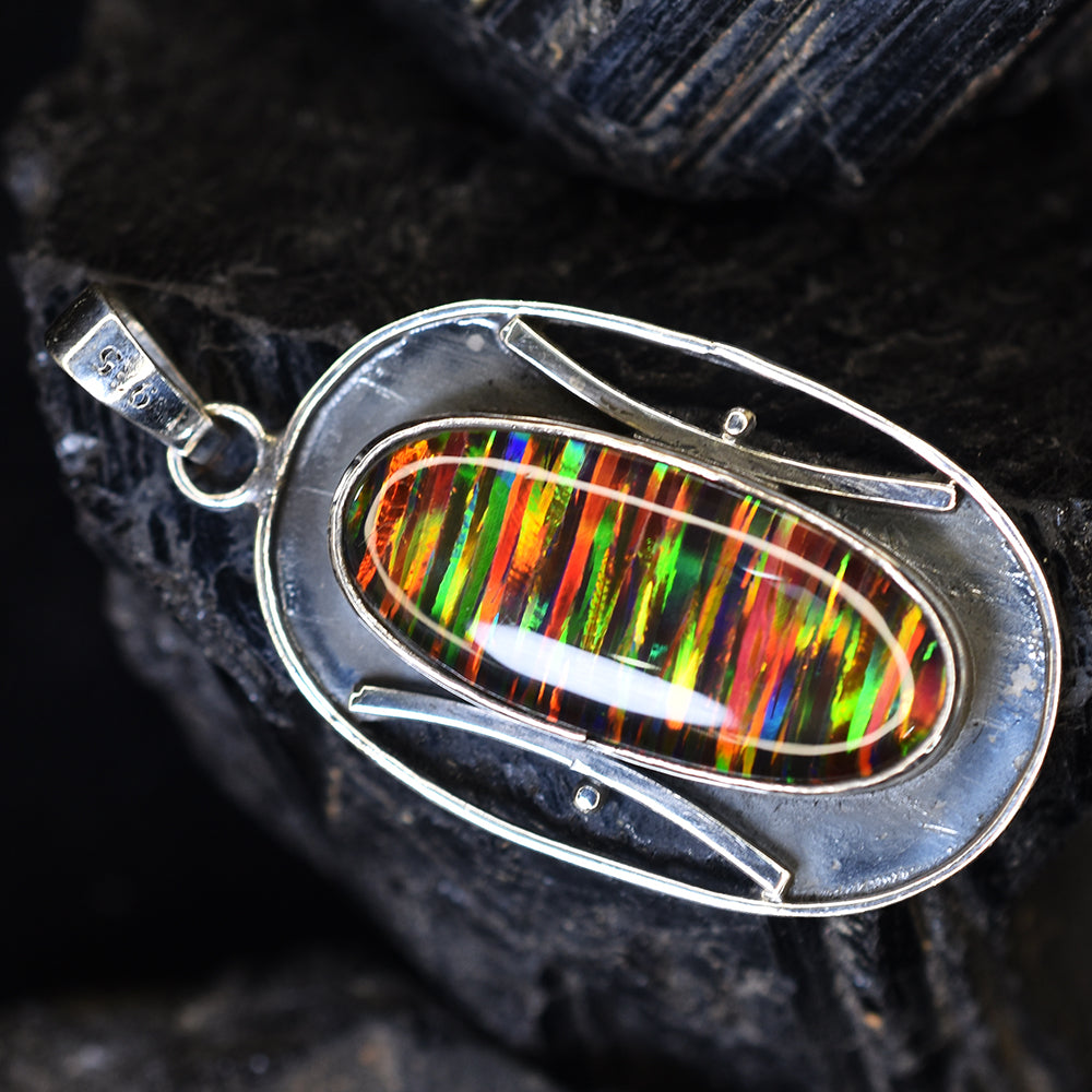 sterling silver opal pendant