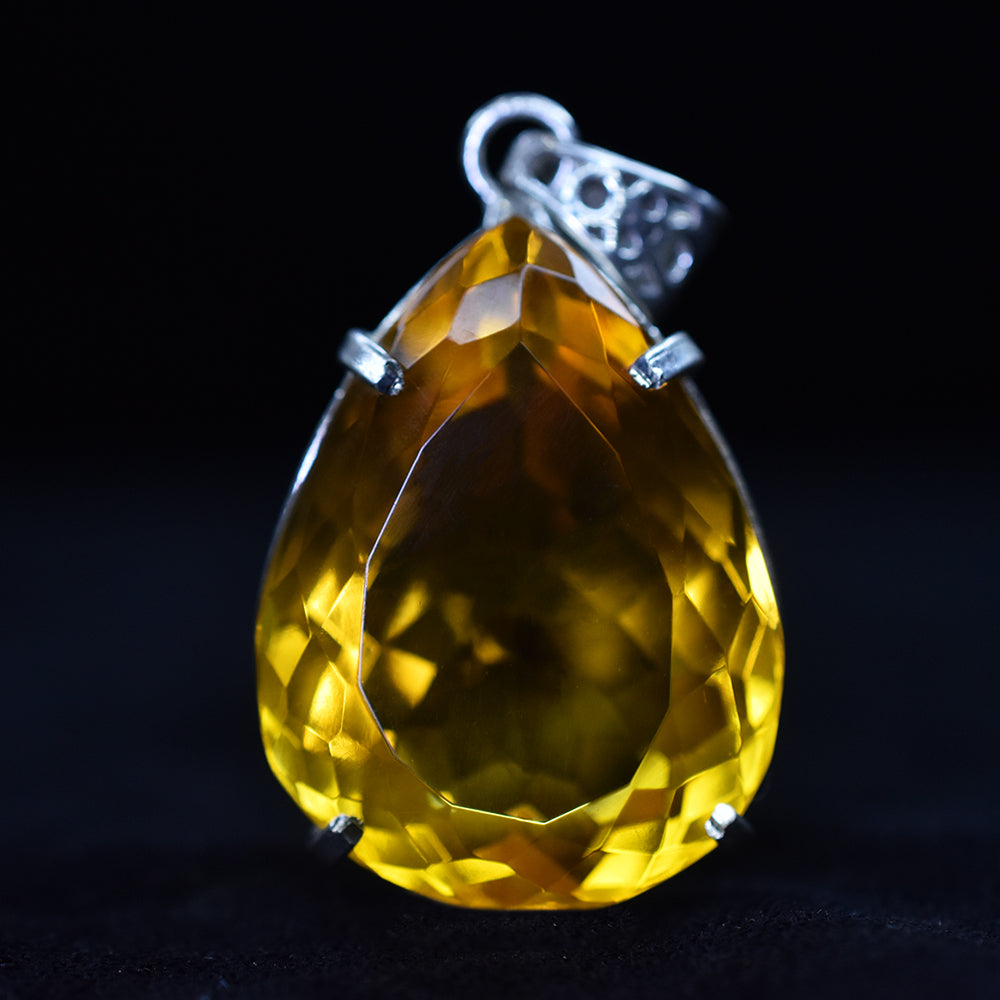 100.2 Ct Orange Topaz CERTIFIED 925 Sterling Silver Pear Cut Pendant Free Gift