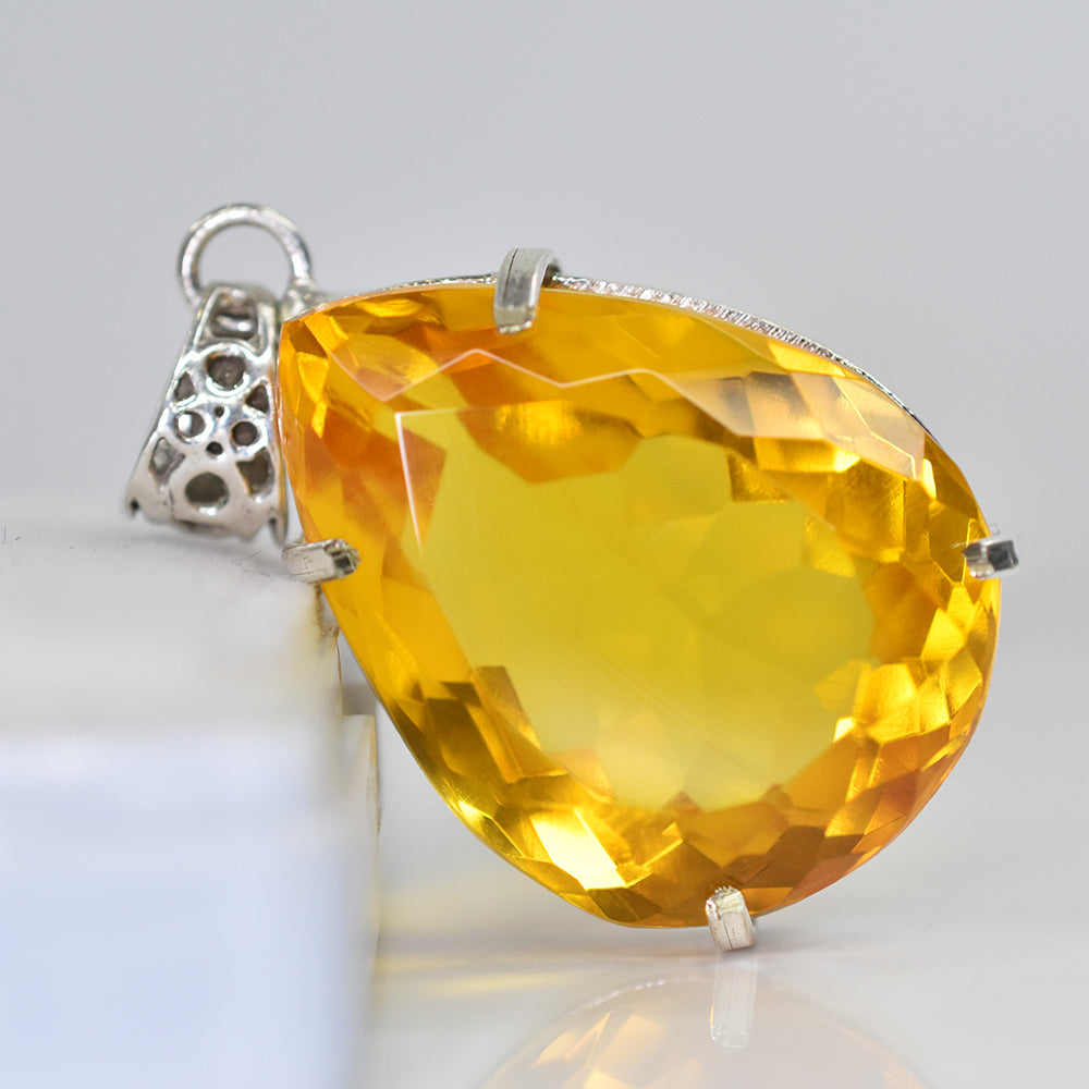100.2 Ct Orange Topaz CERTIFIED 925 Sterling Silver Pear Cut Pendant Free Gift