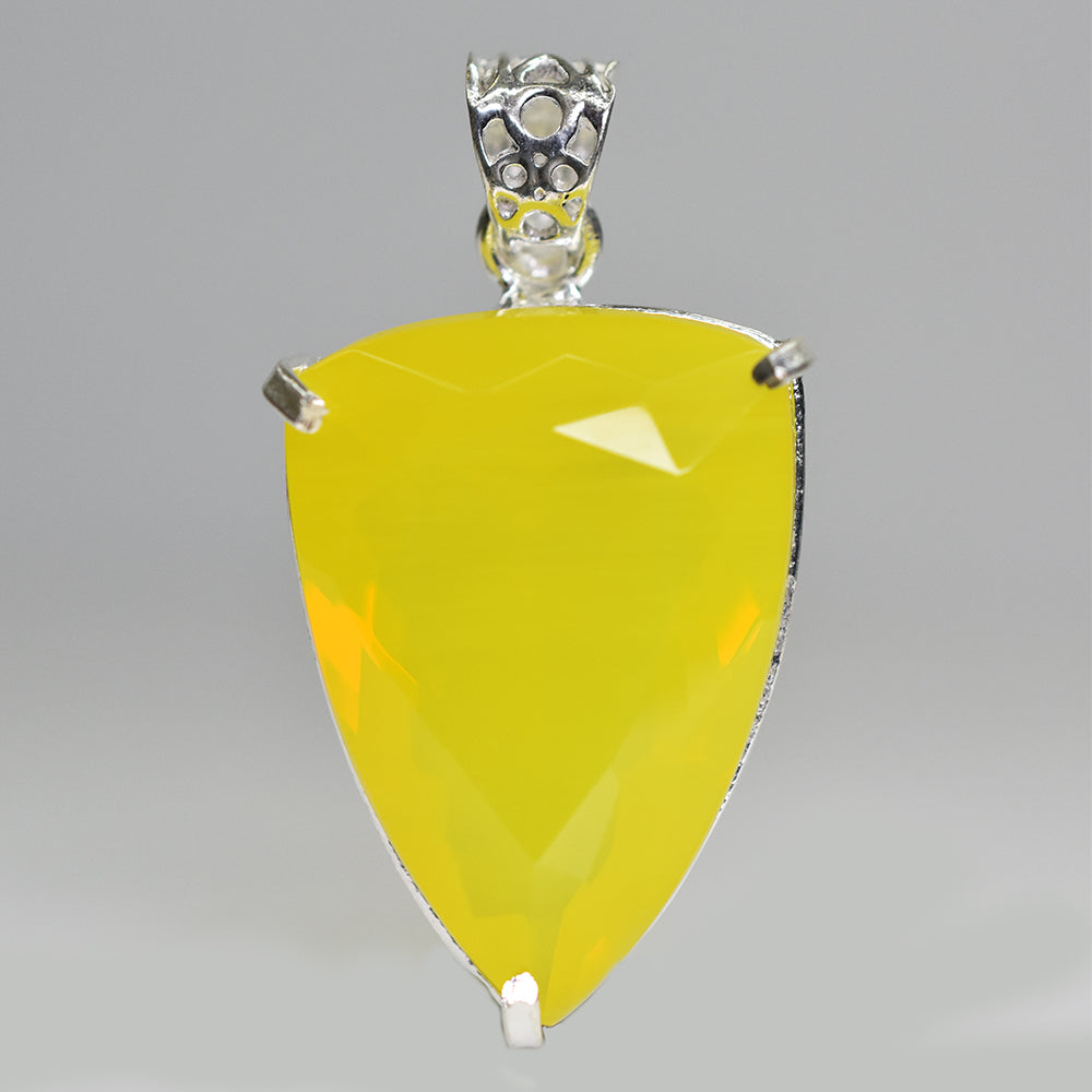 CERTIFIED 76.2 Ct Yellow Opal 925 Sterling Silver A Grade Fancy Gemstone Pendant
