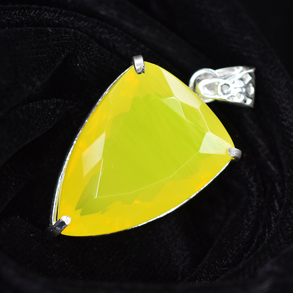 CERTIFIED 76.2 Ct Yellow Opal 925 Sterling Silver A Grade Fancy Gemstone Pendant