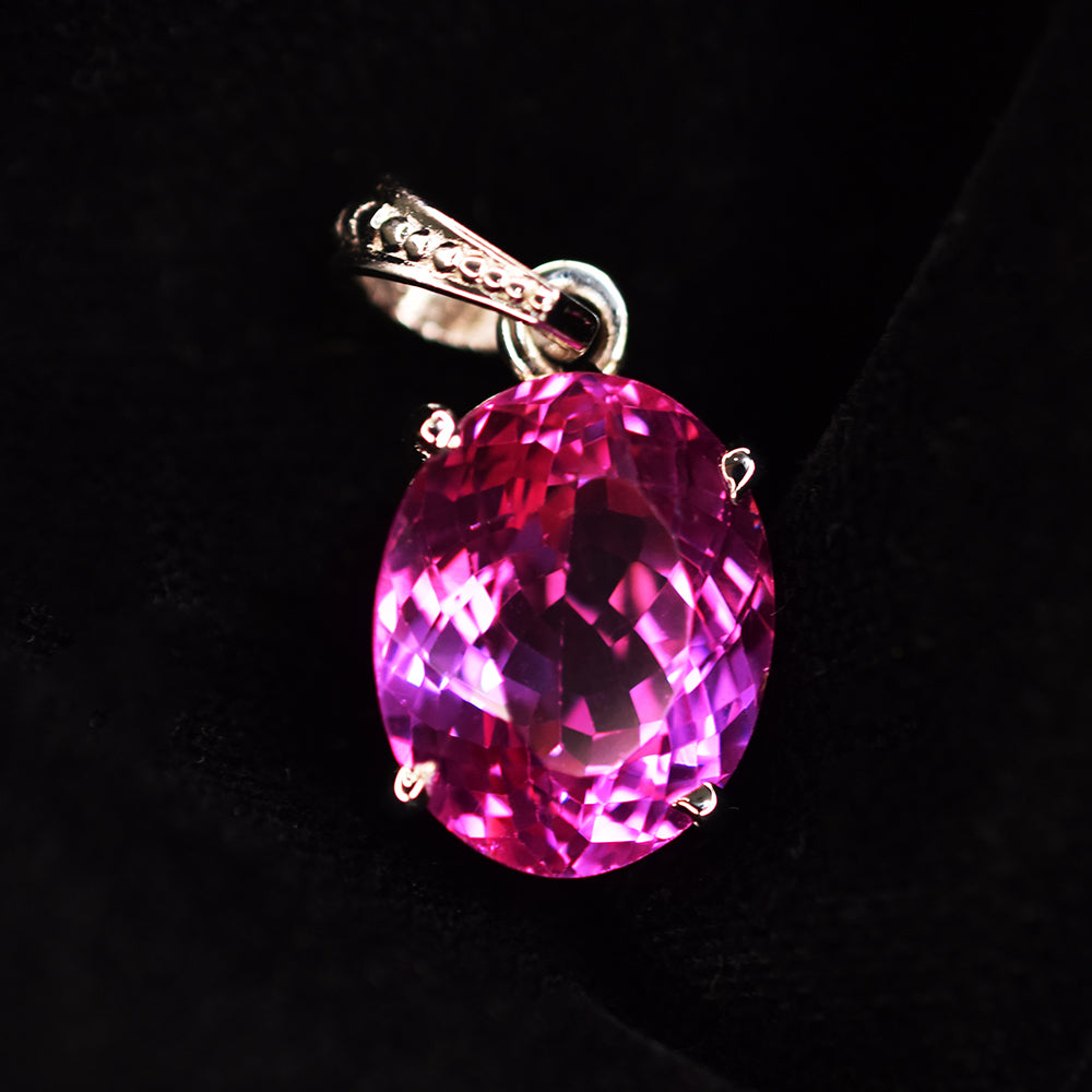 CERTIFIED Pink Sapphire 22 Ct Natural Oval Pendant 925 Sterling Silver Gemstone