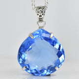 Lab CREATED 110.9 Ct CERTIFIED Blue Topaz Pear Pendant A Grade Jewelry Gems